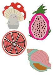 set of fruits and vegetables