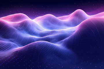White and purple waves background, in the style of technological art