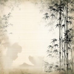 white bamboo background with grungy text