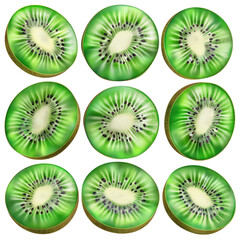 Fototapeta premium Kiwi slice isolated on transparent background