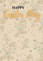 Cute hand drawn easter greeting cards with pattern, fun garland, great for textiles, banners, wallpapers, easter cards