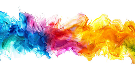Fototapeta premium 3D Abstract colorful rainbow color painting illustration - watercolor splashes, isolated on white background PNG