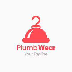 Illustration Vector Graphic Logo of Plumbs Wear. Merging Concepts of a Hanger Fashion and Plumbs Shape. Good for Fashion Industry, Business Laundry, Boutique, Garment, Tailor and etc