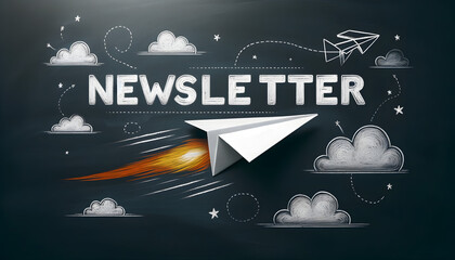 Paper airplane, Email subscription illustration concept, marketing, for newsletter subscription