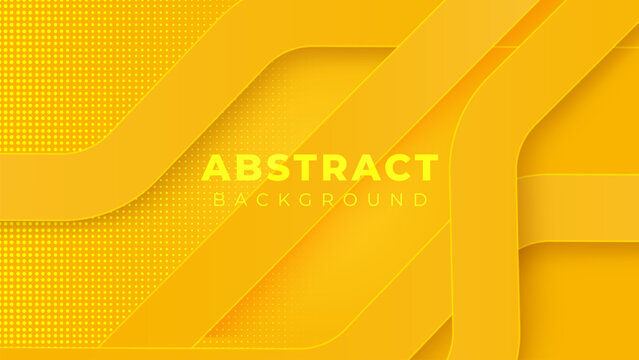 Abstract yellow geometric background with dynamic shapes element and halftone effect