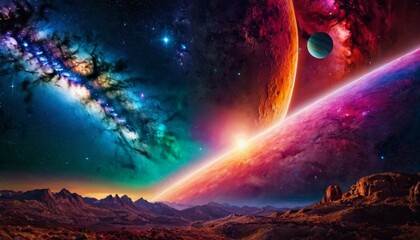 Fototapeta na wymiar Colorful Beautiful space background