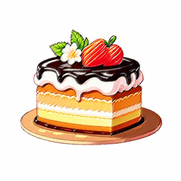 piece of cake pastel illustration
