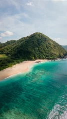 Foto op Canvas Discovering the Beauty of Pantai Selong Belanak Beach: A Bird's Eye View from Drone Perspective over Lombok Island, Indonesia © Flori