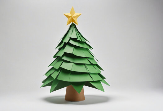 Alternative handmade paper christmas tree colourful background