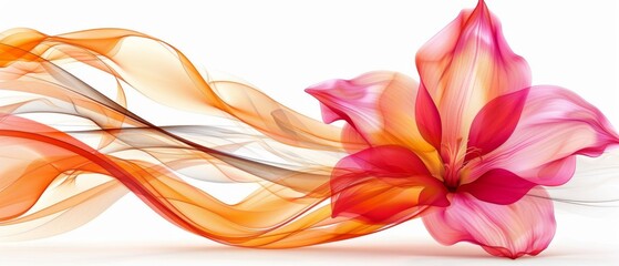  Red and orange flower on white background with smoke rising from top