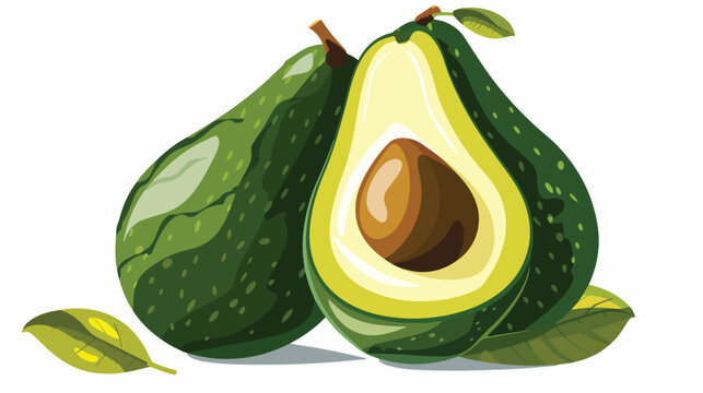 The flat art design of the avocado showcases vibrant