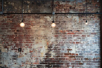 a brick wall with light bulbs