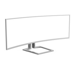 Ultra Wide Computer Monitor with Blank White Screen Isolated