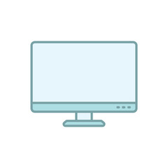 Blue Line Monitor Screen Call vector icon