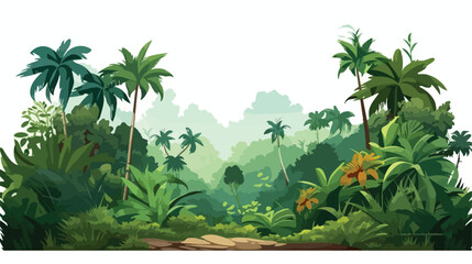 Tropical jungles of Southeast Asia .. Flat vector isolated