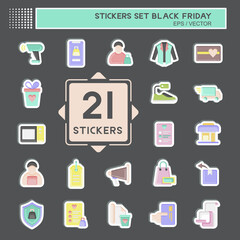 Icon Set Black Friday. related to Education symbol. shopping. simple illustration