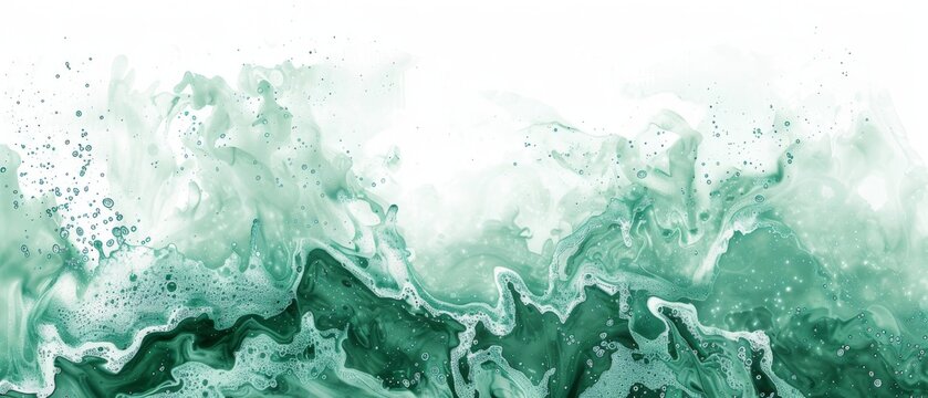  A detailed image of a verdant and aquatic artwork, featuring water dominating the base