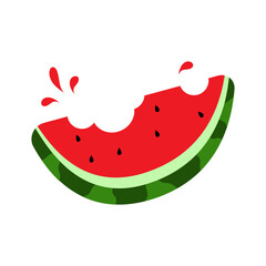 Summer watermelon slice, with a bite.