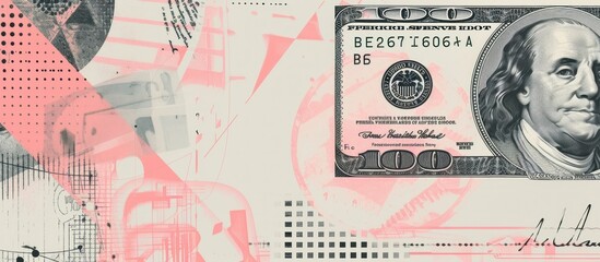 Cash money wallpaper. Business bank halftone copyspace illustration, vintage financial invest collage. AI generated - obrazy, fototapety, plakaty