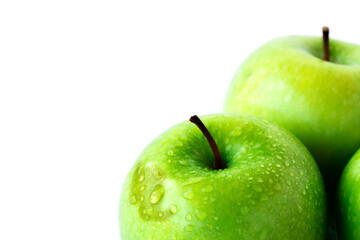 fresh green apple on white background