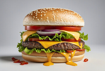 fresh cheeseburger colourful background