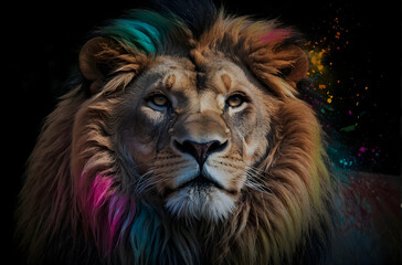 portrait of a lion,This high-definition lion image radiates regal strength, portraying the majestic king of the savannah in exquisite detail and vibrant colors.