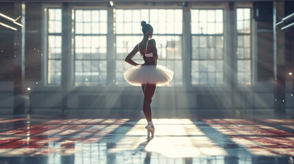 Graceful Black Ballerina in Cinematic Ballet Pose