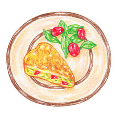frittata color pencil drawing style, egg dishes from around the world