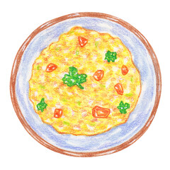 egg bhurji color pencil drawing style, egg dishes from around the world