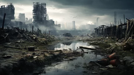 Foto op Canvas A postpocalyptic society rebuilding civilization fro © Little