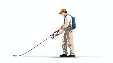 Worker using a pressure wand Flat vector