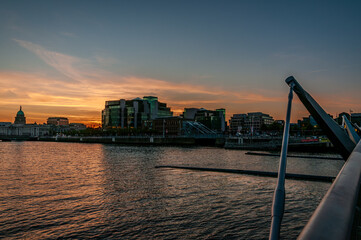 Dublin, Ireland. Spectacular sunset over the River Liffey LR24