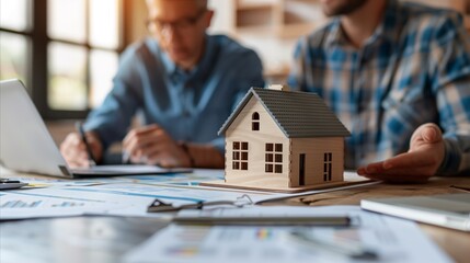 Obraz premium Real estate professionals discussing property details