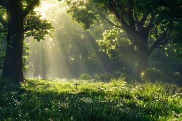 morning in the forest.AI generated