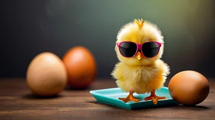 Deurstickers chicken with egg © Image Studio
