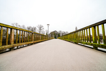 View of the Pfennig Bridge in Celle. Pedestrian bridge.
