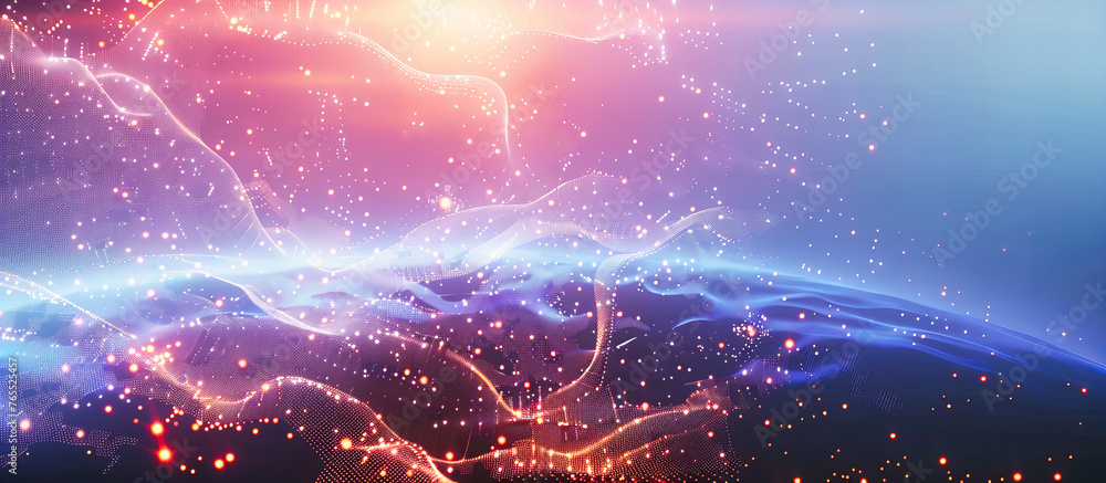 Poster abstract futuristic science and technology, digital connection network in space, modern blue design 