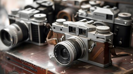 Film cameras that had been popular in the past - obrazy, fototapety, plakaty
