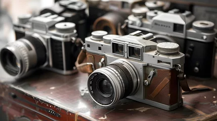 Zelfklevend Fotobehang Film cameras that had been popular in the past © Lucky Ai
