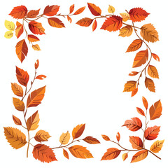 autumn leafs plant seasonal frame vector illustration