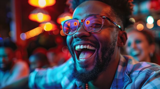 Man eagerly participates in a vibrant auction event