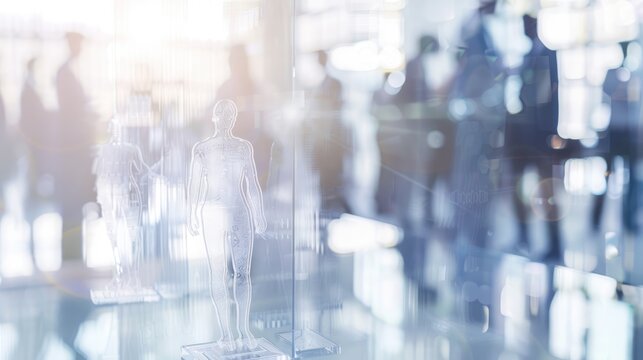 Corporate Network and Leadership Concept with Illuminated Human Icons in a Business Environment - AI generated