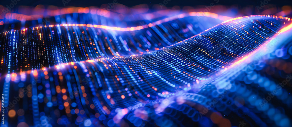 Poster abstract futuristic technology network, digital background with blue grid and data flow, cyber conce