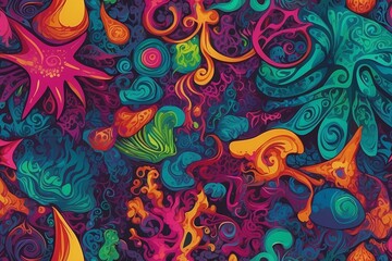 Naklejka premium abstract floral patterns with bright and harmonious color combinations