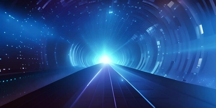 Abstract visualization of data flowing in tunnel shape, information processing and analytics concept in wide web background 4K Video
