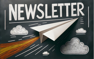 Paper airplane, Email subscription illustration concept, marketing, for newsletter subscription