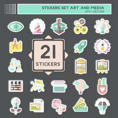 Sticker Set Art and Media. related to Education symbol.simple design editable