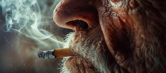 old man mouth smoking cigarette, AI Generative.