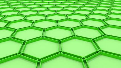 Green hexagons geometric background, minimal honeycomb pattern wallpaper.