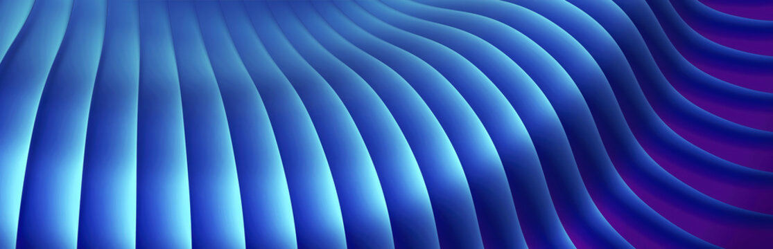 Abstract metallic 3d background, shiny and glossy blue green striped pattern, interesting spiral chrome metal  lustrous stripes background.